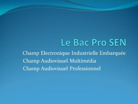 Le Bac Pro SEN Champ Electronique Industrielle Embarquée