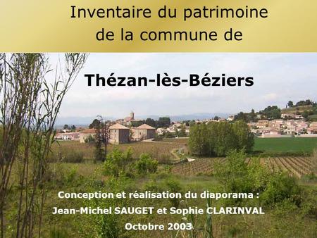 Inventaire du patrimoine de la commune de Thézan-lès-Béziers