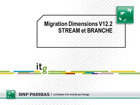 Migration Dimensions V12.2 STREAM et BRANCHE