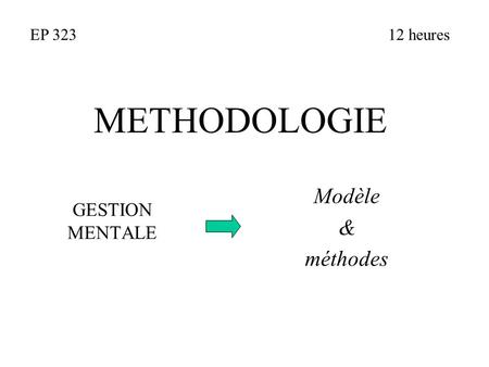 EP 323 12 heures METHODOLOGIE Modèle & méthodes GESTION MENTALE.