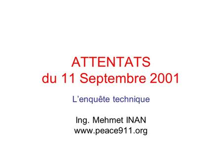 ATTENTATS du 11 Septembre 2001