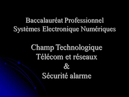 Baccalauréat Professionnel Systèmes Electronique Numériques