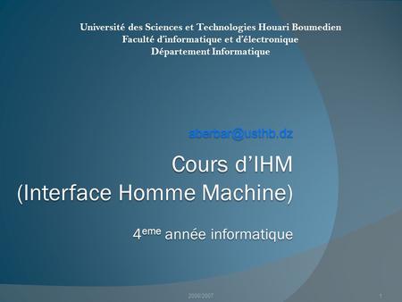 Cours d’IHM (Interface Homme Machine) 4eme année informatique