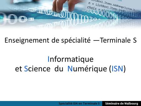 Informatique et Science du Numérique (ISN)