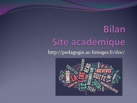 Bilan Site académique http://pedagogie.ac-limoges.fr/doc/
