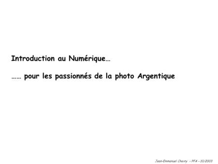 Introduction au Numérique…