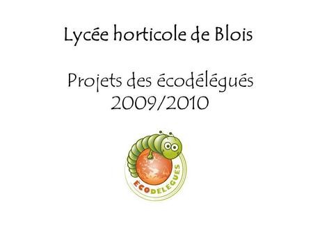 Lycée horticole de Blois Projets des écodélégués 2009/2010