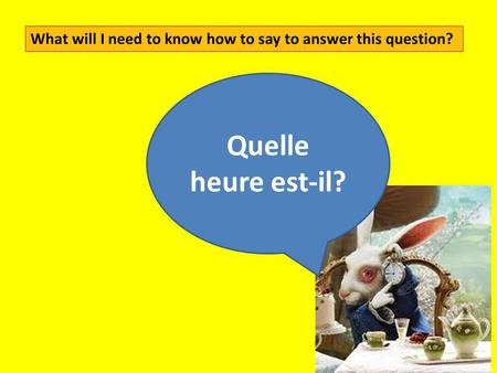Quelle heure est-il? What will I need to know how to say to answer this question?