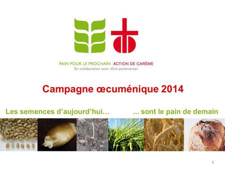 Campagne œcuménique 2014 1 Les semences daujourdhui…... sont le pain de demain.