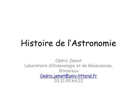 Histoire de l’Astronomie