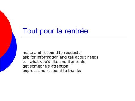 Tout pour la rentrée make and respond to requests