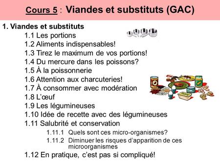 Cours 5 : Viandes et substituts (GAC)