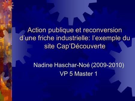 Nadine Haschar-Noé ( ) VP 5 Master 1