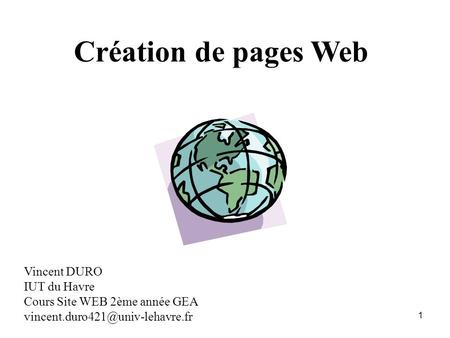 Création de pages Web Vincent DURO IUT du Havre