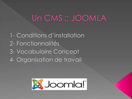 Une assistance à linstallation Section tutoriels Section connaissances de base Section documentation Joomla pour les nuls Une interface dinstallation.