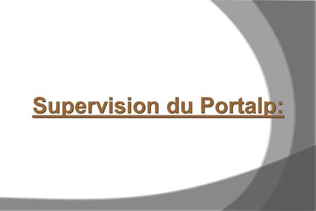 Projet Pluritechnique Encadree : Supervision du Portalp: