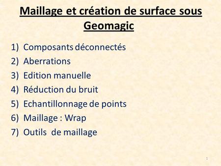 Maillage et création de surface sous Geomagic