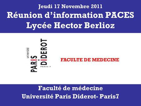 Faculté de médecine Université Paris Diderot- Paris7