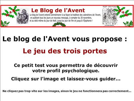 Le blog de l'Avent vous propose : Le jeu des trois portes