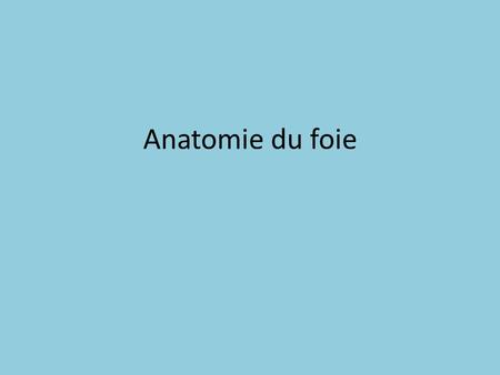 Anatomie du foie.