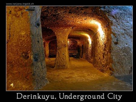 En 1963, un habitant de Derinkuyu (dans la région de Capadocce, l'Anatolie centrale, la Turquie), démolissait un mur de la cave de sa maison et a découvert.
