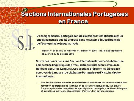 Sections Internationales Portugaises en France