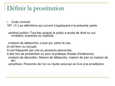 Définir la prostitution