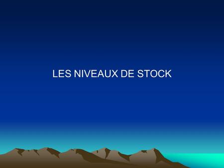 LES NIVEAUX DE STOCK.