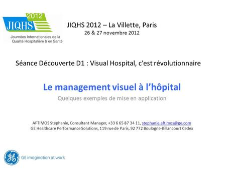 JIQHS 2012 – La Villette, Paris 26 & 27 novembre 2012