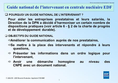 Guide national de l’intervenant en centrale nucléaire EDF