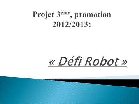 Projet 3ème, promotion 2012/2013: