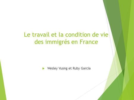 Le travail et la condition de vie des immigrés en France