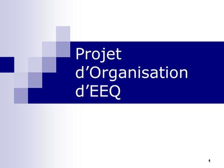 1 Projet dOrganisation dEEQ. Module 10 - Organiser un programme de Test de capacités 2 Options dEEQ projet national de test de capacités réseau de laboratoire.