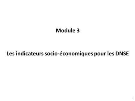 Module 3 Les indicateurs socio-économiques pour les DNSE