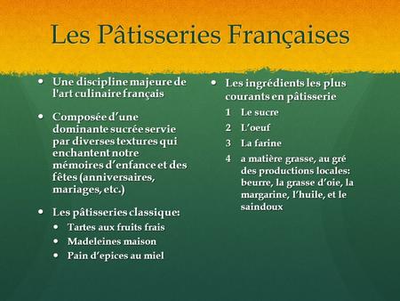 Les Pâtisseries Françaises