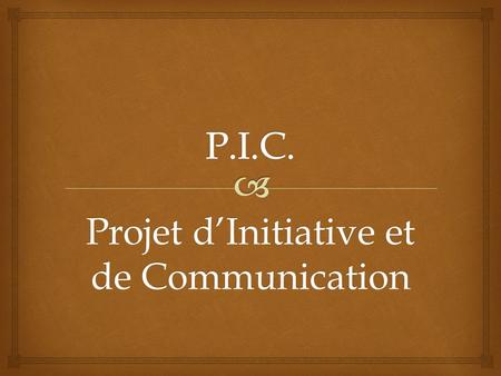 Projet d’Initiative et de Communication