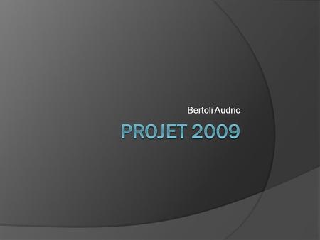 Bertoli Audric PROJET 2009 Madame, messieurs bonjour , je vais donc vous présenter le projet de BTS qui m’as était confié. Ce projet a débuter fin janvier.