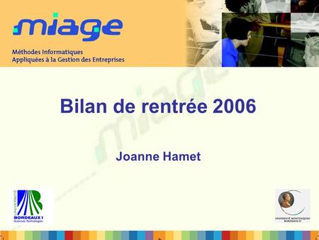 Bilan de rentrée 2006 Joanne Hamet
