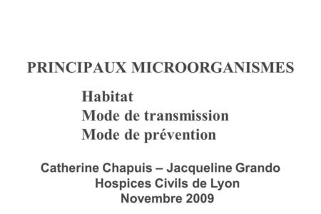 PRINCIPAUX MICROORGANISMES