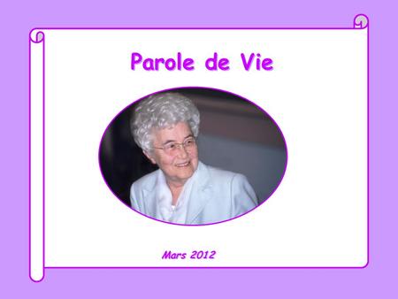 Parole de Vie Mars 2012.