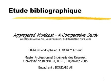 Etude bibliographique