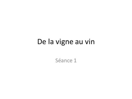 De la vigne au vin Séance 1.