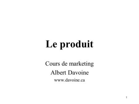 Cours de marketing Albert Davoine