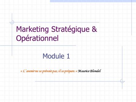 Marketing Stratégique & Opérationnel