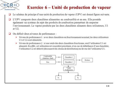Exercice 6 – Unité de production de vapeur
