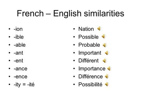 French – English similarities