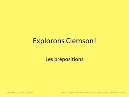 Explorons Clemson! Les prépositions