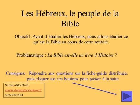 Les Hébreux, le peuple de la Bible