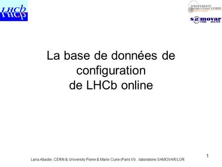 La base de données de configuration de LHCb online