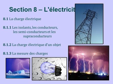 Section 8 – L'électricité
